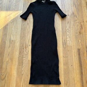 Elegant Black Ribbed Dress